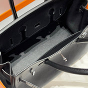 HERMES 25S SHOULDER BIRKIN 29 IN BLACK CALFSKIN SILVER HARDWARE