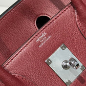 HERMES 25S SHOULDER BIRKIN 29 IN BURNT RED CALFSKIN SILVER HARDWARE