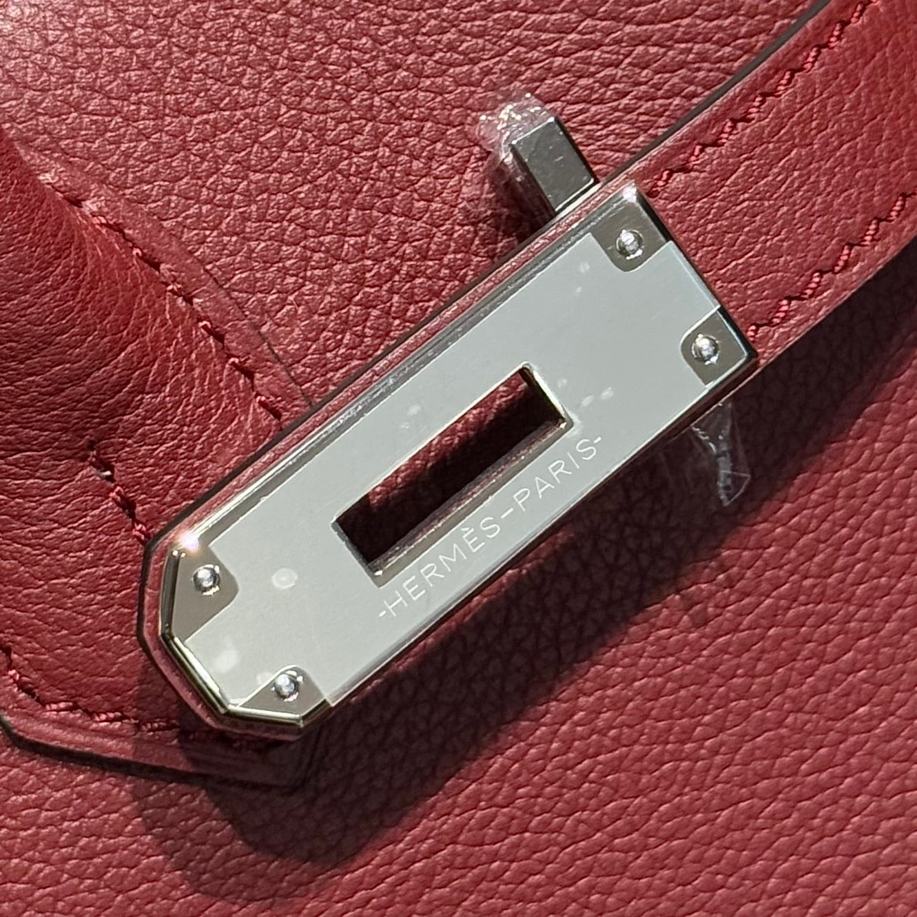 HERMES 25S SHOULDER BIRKIN 29 IN BURNT RED CALFSKIN SILVER HARDWARE