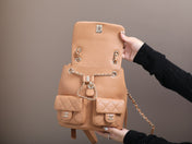 CHANEL 25S BACKPACK 21 CM IN LIGHT BROWN LAMBSKIN