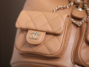 CHANEL 25S BACKPACK 21 CM IN LIGHT BROWN LAMBSKIN