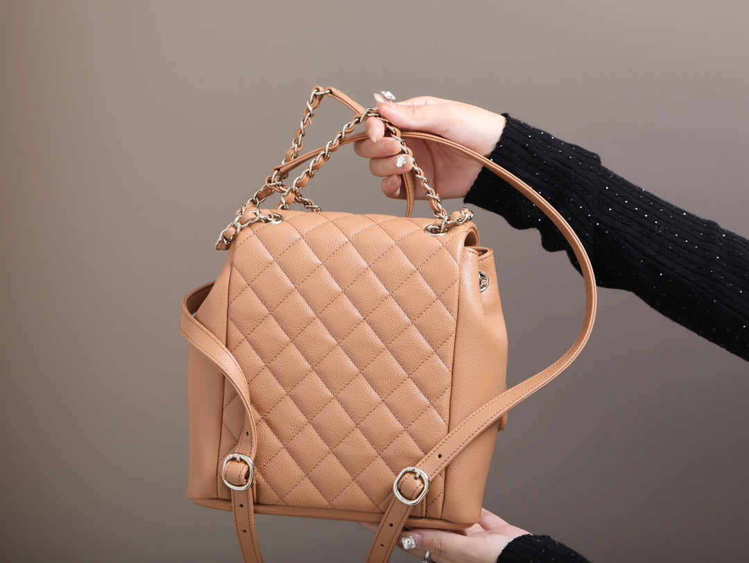 CHANEL 25S BACKPACK 21 CM IN LIGHT BROWN LAMBSKIN