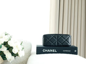 CHANEL 25S HOBO BAG 19.5 CM IN BLACK CALFSKIN WITH GOLD HARDWARE