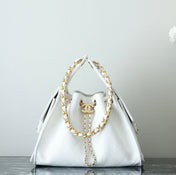 CHANEL 25S HOBO BAG 30 CM IN WHITE LAMBSKIN WITH GOLD HARDWARE