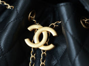 CHANEL 25S HOBO BAG 40 CM IN BLACK LAMBSKIN WITH GOLD HARDWARE