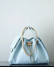 CHANEL 25S HOBO BAG 30 CM IN PASTEL BLUE LAMBSKIN WITH GOLD HARDWARE