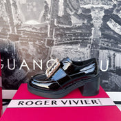 VIV' RANGERS LOAFERS IN BLACK PATENT CALFSKIN STRASS BUCKLE