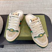 GUCCI 26S BACKLESS SNEAKERS IN BEIGE CANVAS AND LEATHER