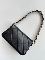 CHANEL 25S FLAP BAG 20 CM IN BLACK LAMBSKIN WITH GOLD HARDWARE