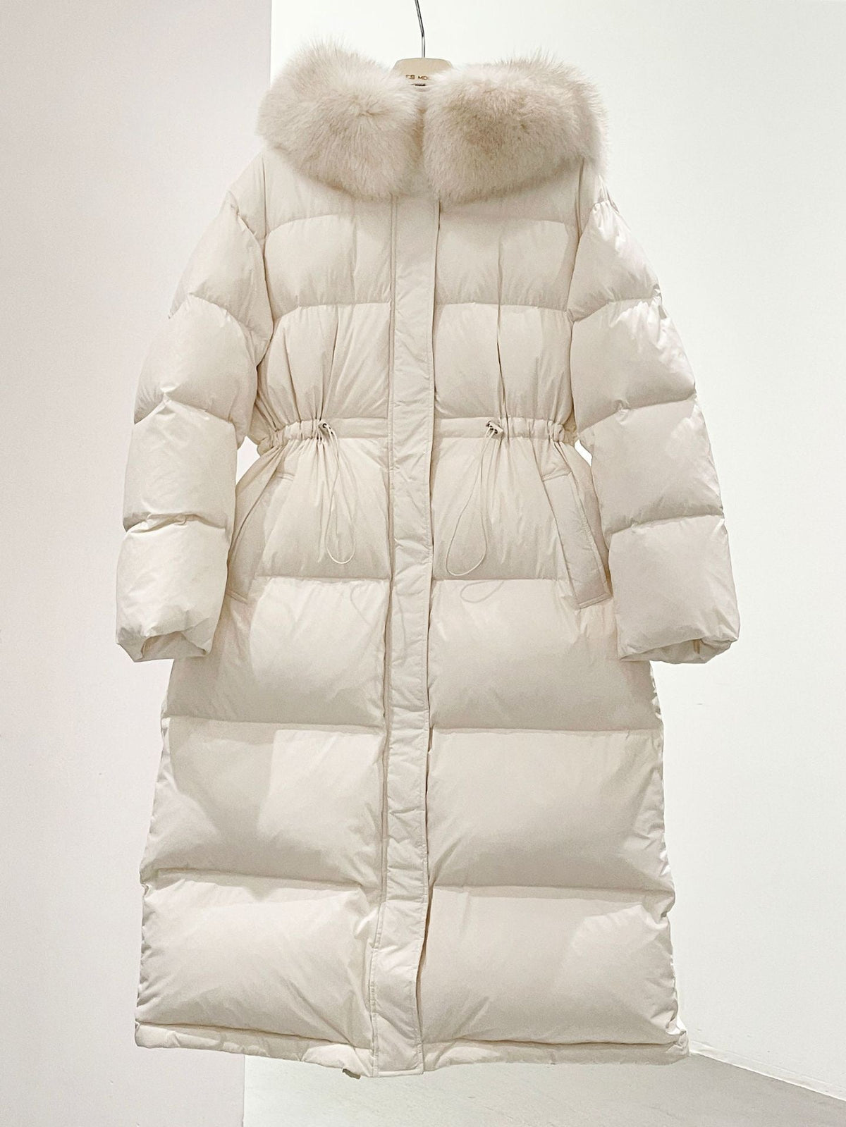 MAX MARA 25S LONG DOWN COAT WITH FOX FUR COLLAR 175