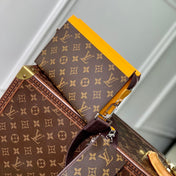 GASTON WEARABLE WALLET 18 IN BROWN MONOGRAM CANVAS MIX YELLOW CALFSKIN