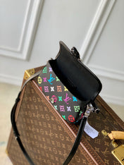 DIANE NANO BAG 19 IN MULTICOLOR MONOGRAM CANVAS AND BLACK COWHIDE
