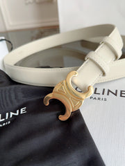 TRIOMPHE BELT 24MM IN WHITE CALFSKIN WITH GOLD BUCKLE