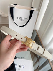 TRIOMPHE BELT 24MM IN WHITE CALFSKIN WITH GOLD BUCKLE