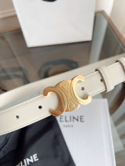 TRIOMPHE BELT 24MM IN WHITE CALFSKIN WITH GOLD BUCKLE