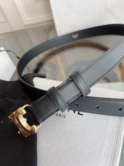 TRIOMPHE BELT 24MM IN BLACK CALFSKIN WITH GOLD BUCKLE