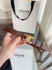 TRIOMPHE BELT 24MM IN BROWN CALFSKIN WITH GOLD BUCKLE