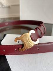 TRIOMPHE BELT 24MM IN WINE RED CALFSKIN WITH GOLD BUCKLE