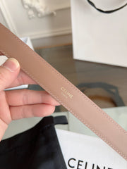 TRIOMPHE BELT 24MM IN BEAVER BROWN CALFSKIN WITH GOLD BUCKLE