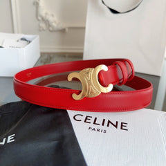 TRIOMPHE BELT 24MM IN RED CALFSKIN WITH GOLD BUCKLE