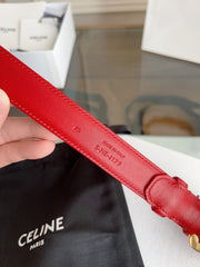 TRIOMPHE BELT 24MM IN RED CALFSKIN WITH GOLD BUCKLE