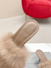 BALENCIAGA 25S HIGH HEEL SANDALS 65 MM IN LIGHT BROWN LAMBSKIN AND FUR