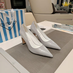 PRA BASIC HIGH HEELS PALE GRAY WAXED OIL LEATHER