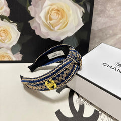NAVY BLUE MIX LIGHT YELLOW FABRIC HEADBAND 168585