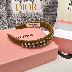 HAIRBAND IN LIZARD BROWN FELT FABRIC DIAMOND-EMBELLISHED 230831