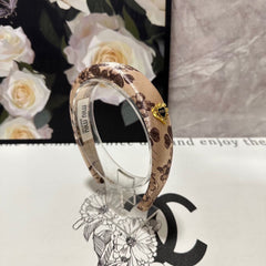 SILK THICK HEADBAND LIGHT BROWN FLOWER PRINT 239957