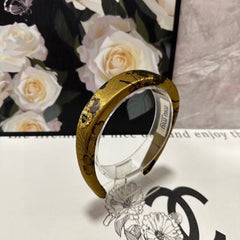 SILK THICK HEADBAND DIJON YELLOW FLOWER PRINT 239959