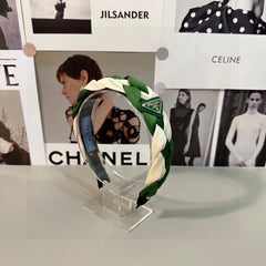 BRAIDED HEADBAND IN GREEN AND WHITE FABRIC 316685