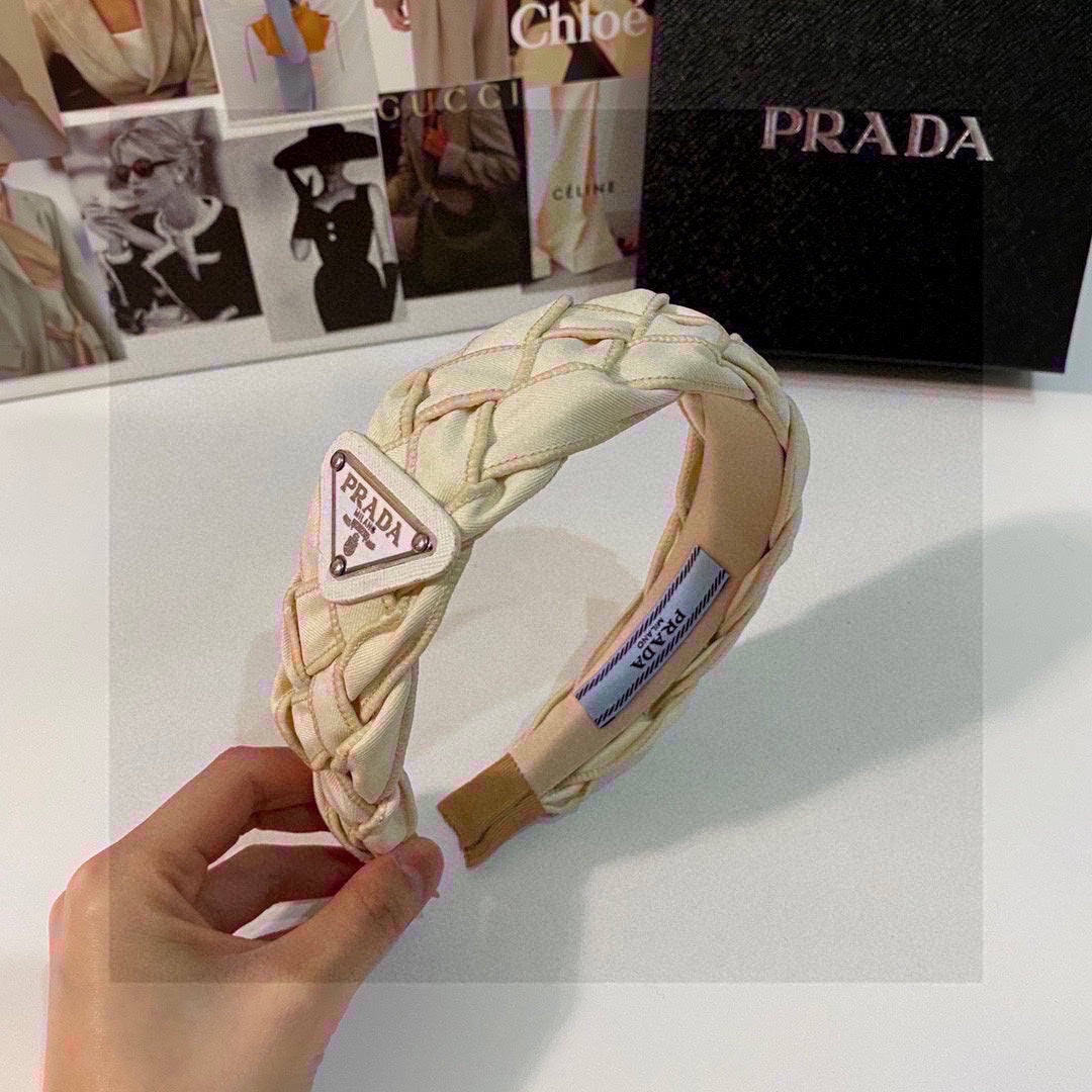 BEIGE FABRIC BRAIDED HAIRBAND 344763
