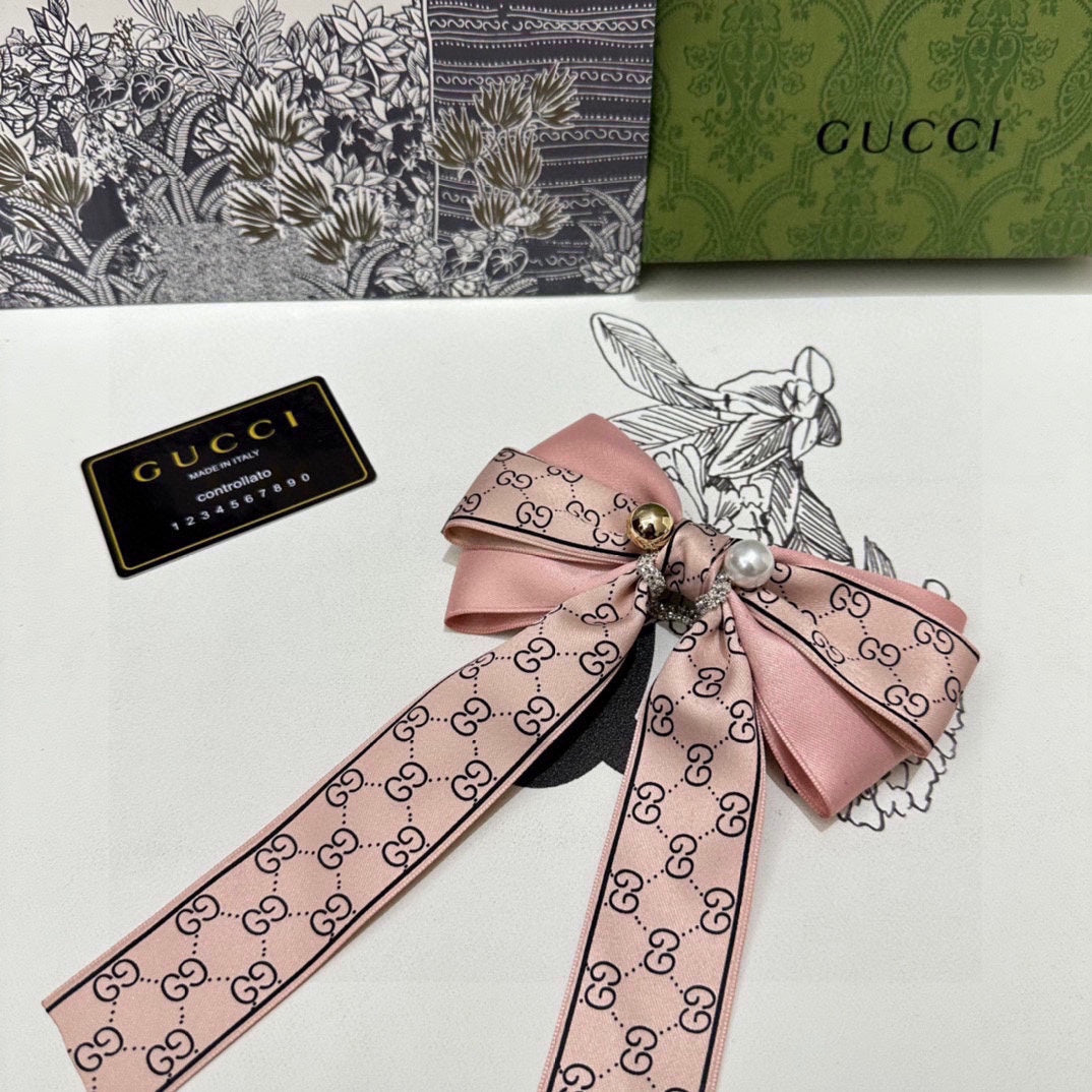 RIBBON BOW HAIR CLIP IN BABY PINK RE-NYLON ATTACHED PEARL 358259