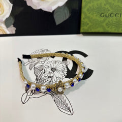 HAIRBAND EMBELLISHED DIAMOND AND PEARL IN GOLD METAL 376822