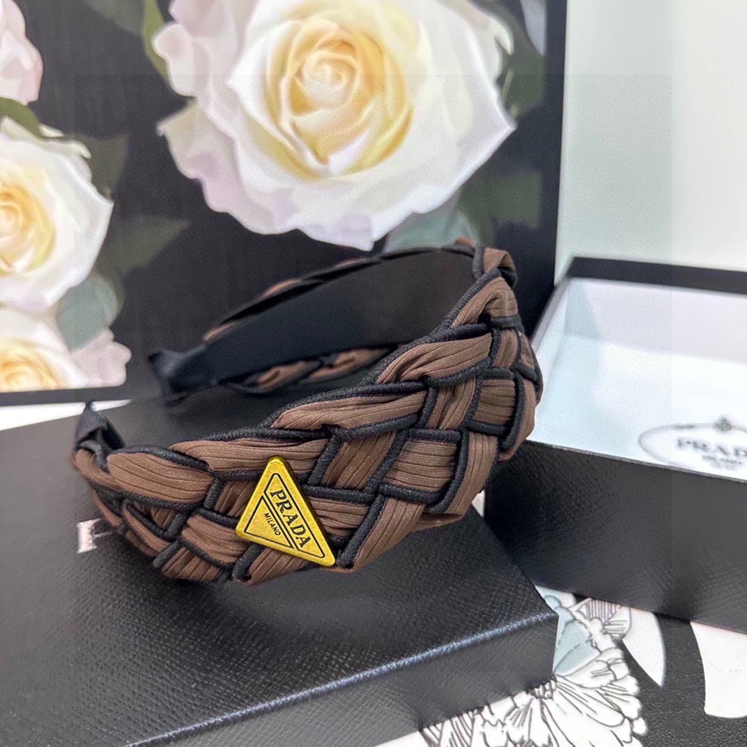 BRAIDED HEADBAND IN CHOCOLATE AND BLACK TRIM FABRIC 381459