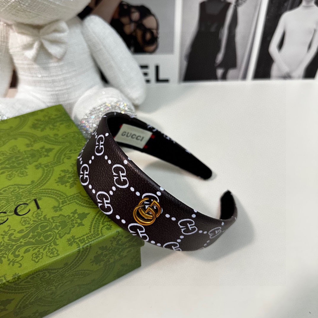 HEADBAND IN BLACK MONOGRAM PRINT LAMBSKIN 412506