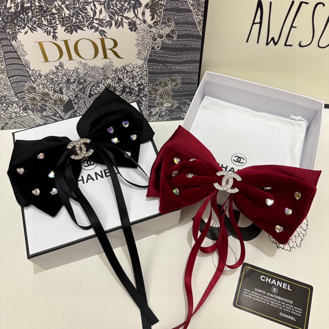 BLACK VELVET HAIR CLIP WITH BOW AND CRYSTAL 412471