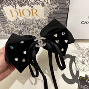 BLACK VELVET HAIR CLIP WITH BOW AND CRYSTAL 412471