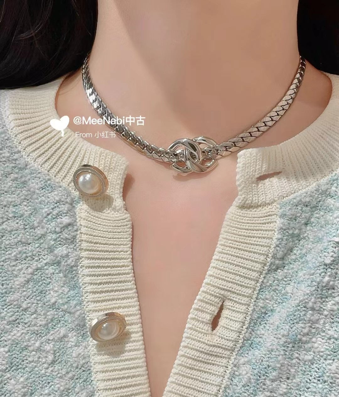 25S MIRROR CHAIN DOUBLE C NECKLACE