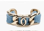 CC 25P IN DENIM-THREADED WIDE CHAIN GOLD METAL BRACELET