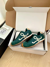 LOEWE 26S BALLET RUNNER 2.0 IN DARK GREEN SUEDE AND NYLON