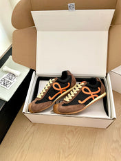 LOEWE 26S BALLET RUNNER 2.0 IN DARK BROWN SUEDE AND BLACK NYLON