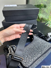 PRA 22 SATIN MINI-BAG WITH FULLY RHINSTONES