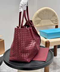 PINACOTECA TOTE BAG 38 IN BURGUNDY CALFSKIN