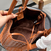 SMALL PINACOTECA TOTE BAG 25 IN RUST BROWN CALFSKIN