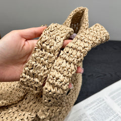 LARGE TOTE BAG 41 IN BEIGE MIX BLACK WOVEN RAFFIA