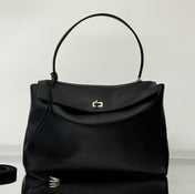 RODEO LARGE BAG 40 IN BLACK SMOOTH CALFSKIN SILVER HARDWARE