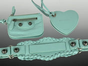 LE CAGOLE SMALL SHOULDER BAG 26 WITH RHINESTONES IN MINT GREEN LAMBSKIN