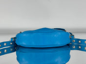 LE CAGOLE SMALL SHOULDER BAG 26 WITH RHINESTONES IN DODPER BLUE LAMBSKIN